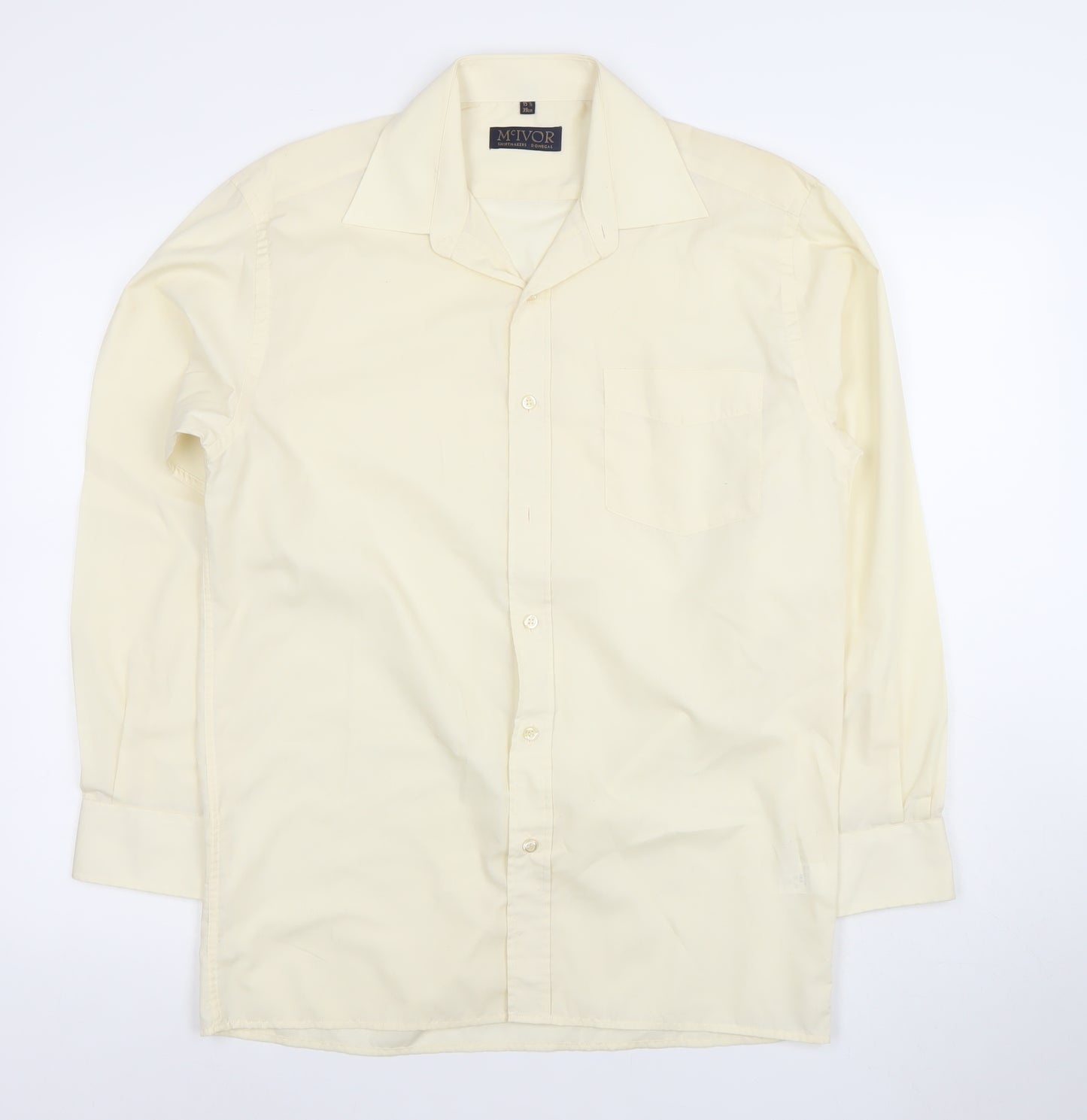 McIvor Men's Ivory Long Sleeve Dress Shirt 15.5in Regular Fit Formal