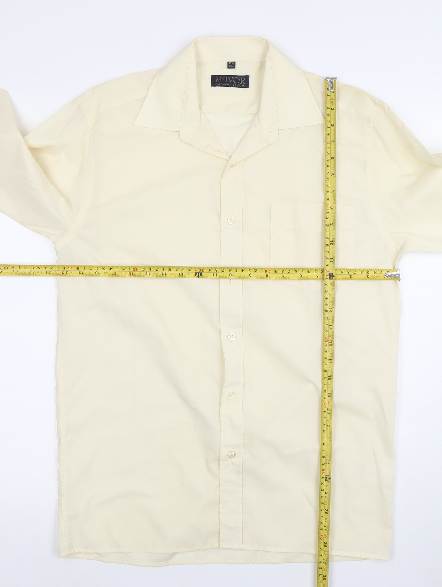 McIvor Men's Ivory Long Sleeve Dress Shirt 15.5in Regular Fit Formal