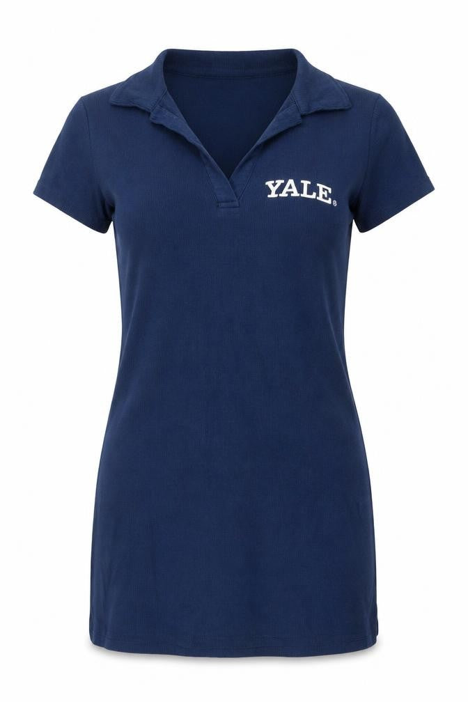 Front view of Yale University Women's Blue Cotton Polo Shirt, size M