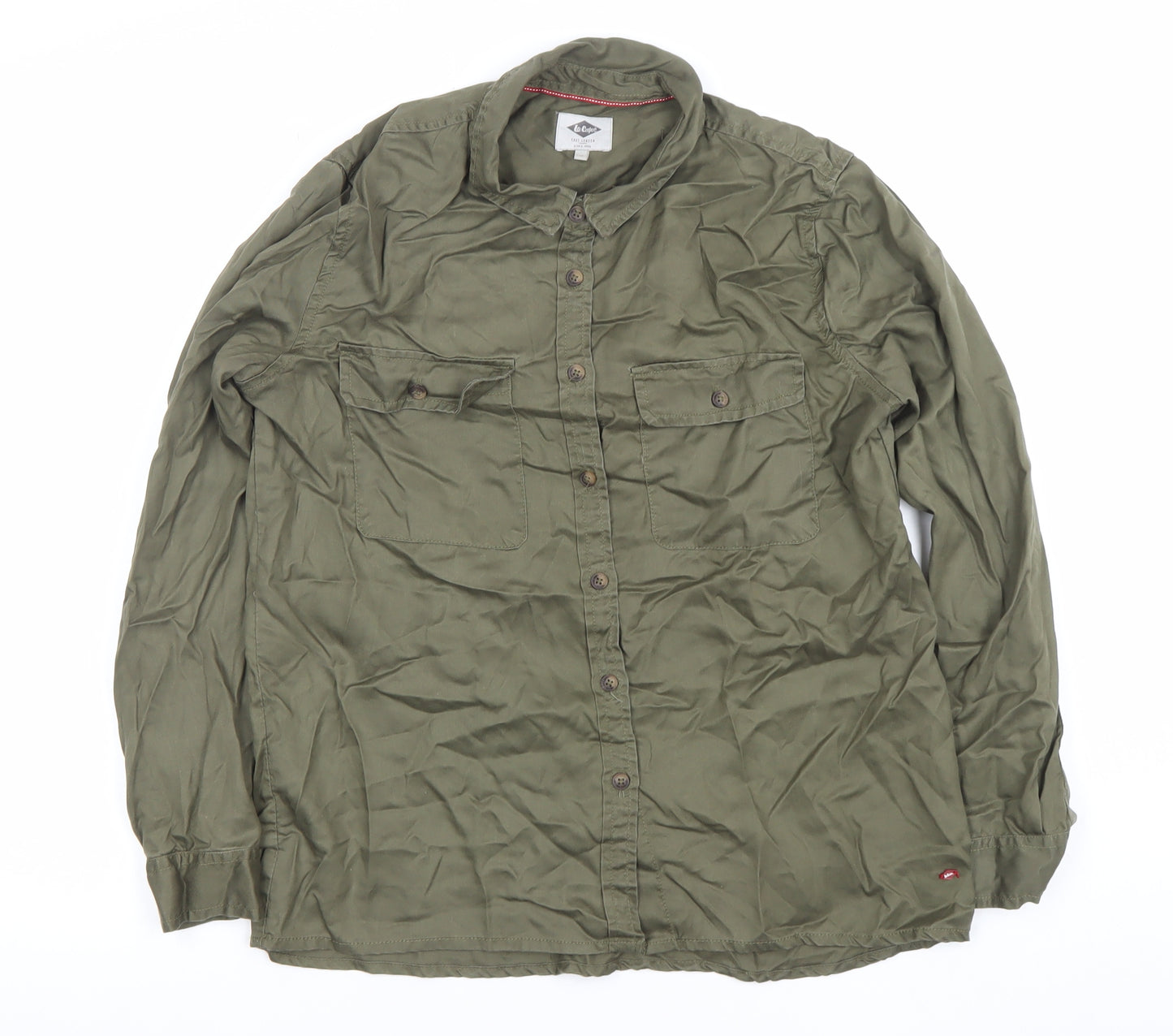 Lee Cooper Men's Green Long Sleeve Button-Up Casual Shirt M
