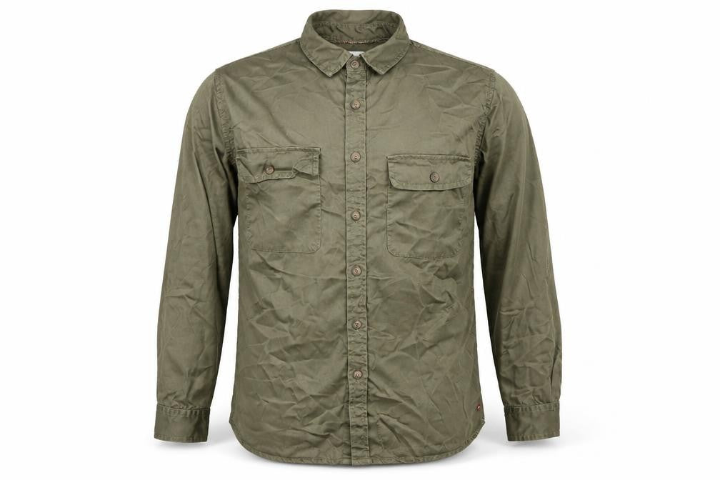Front view of Lee Cooper Men's Green Long Sleeve Button-Up Casual Shirt M