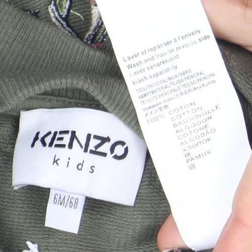 Kenzo Kids Green Elephant Embroidered Sweatshirt 6-9 Months Unisex Cotton
