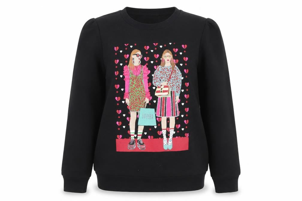 Front view of SAYIDOA women’s black x-large pullover sweatshirt graphic print cotton blend