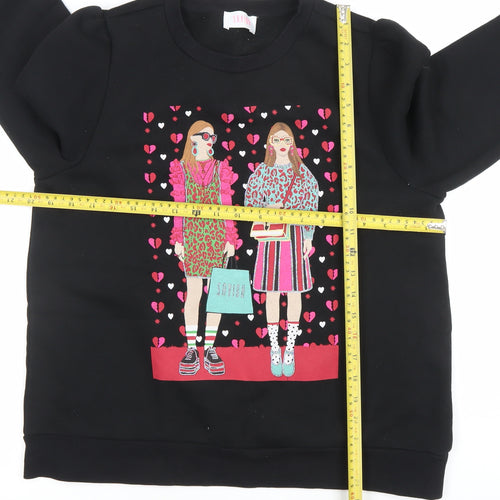 SAYIDOA Womens Black X-Large Pullover Sweatshirt Graphic Print Cotton Blend