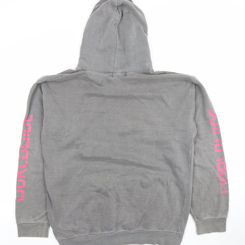 PrettyLittleThing Women's Grey S Pullover Hoodie with Worldwide Print