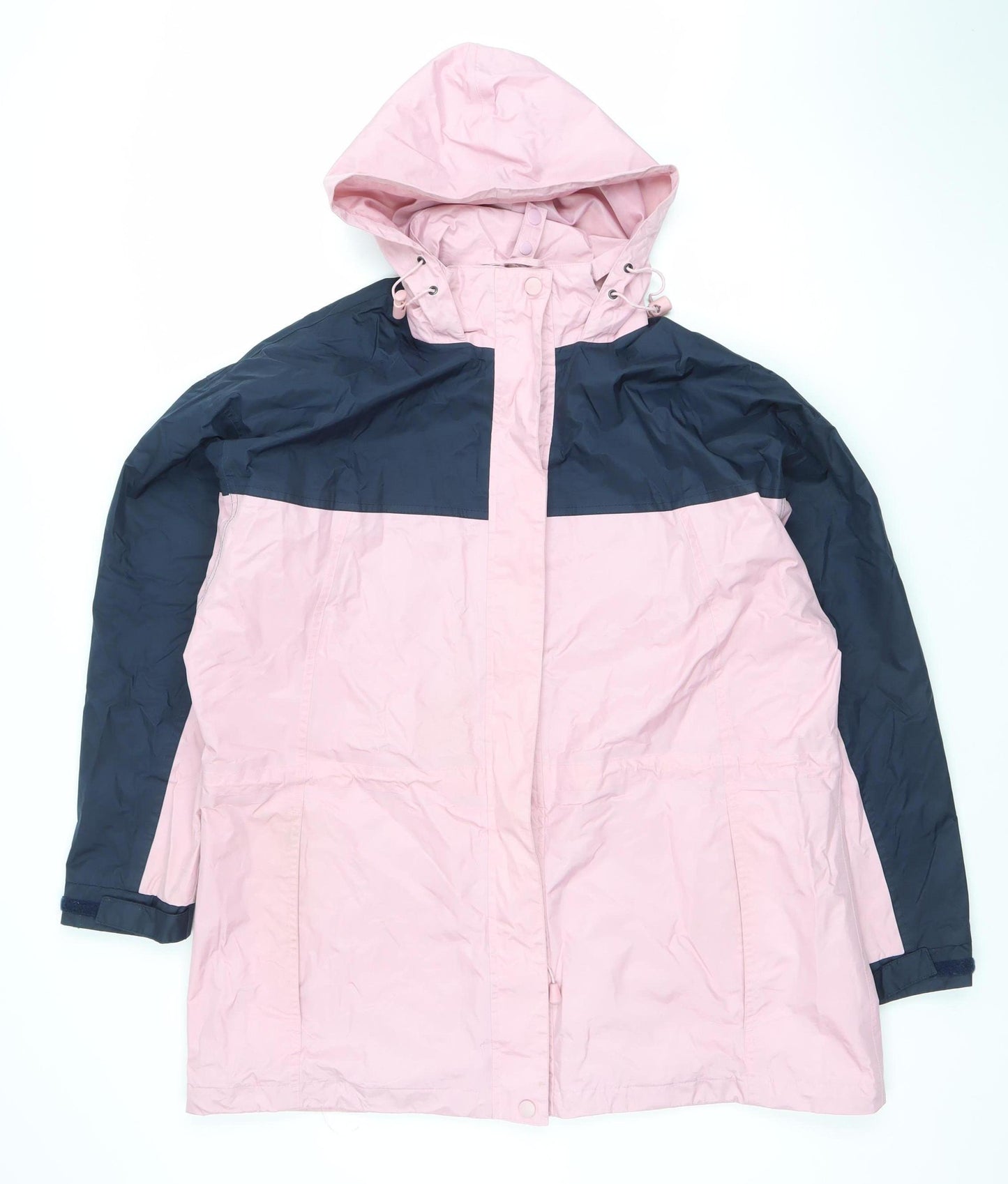 Climate Base Womens Pink Blue Hooded Waterproof Rain Coat Jacket M