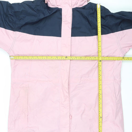 Climate Base Womens Pink Blue Hooded Waterproof Rain Coat Jacket M