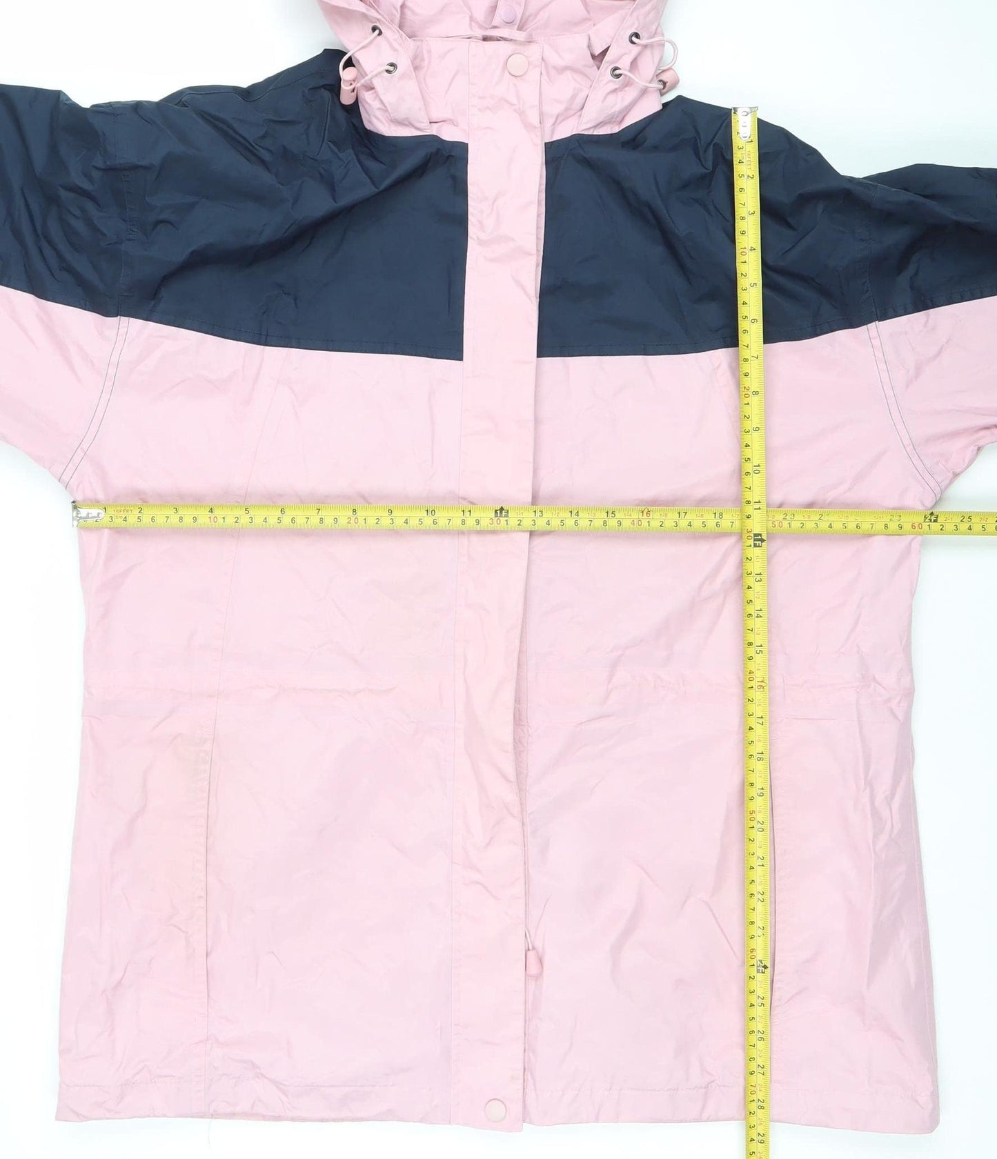Climate Base Womens Pink Blue Hooded Waterproof Rain Coat Jacket M