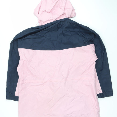 Climate Base Womens Pink Blue Hooded Waterproof Rain Coat Jacket M
