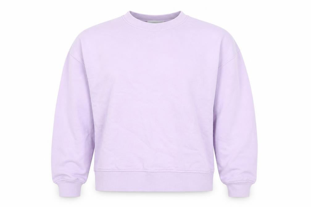 Front view of JXRX women’s lilac pullover sweatshirt xs cotton casual