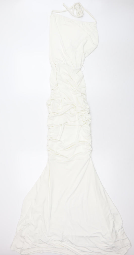 Honor Gold London Women White S Mermaid Maxi Ruched Formal Dress