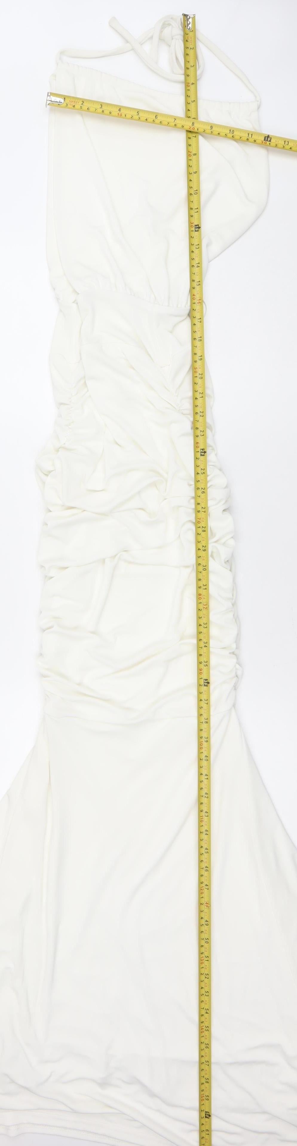 Honor Gold London Women White S Mermaid Maxi Ruched Formal Dress