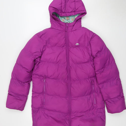 Trespass Girls Purple Puffer Jacket 11-12 Years Hooded Water Resistant Winter Coat