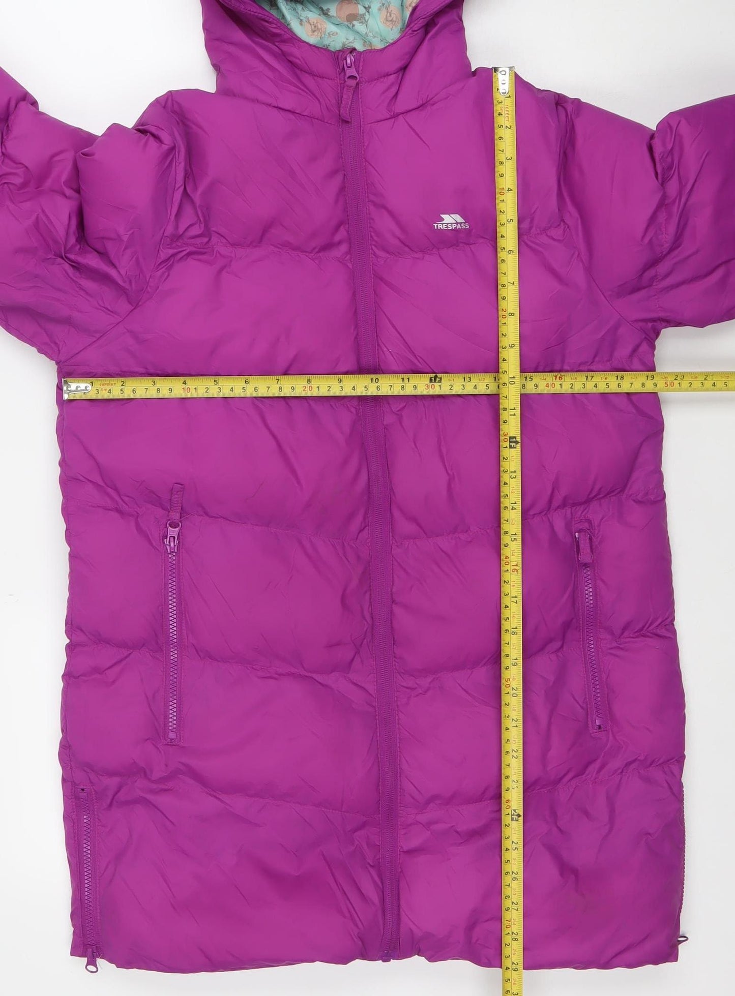 Trespass Girls Purple Puffer Jacket 11-12 Years Hooded Water Resistant Winter Coat