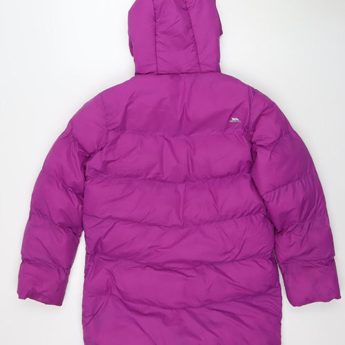 Trespass Girls Purple Puffer Jacket 11-12 Years Hooded Water Resistant Winter Coat