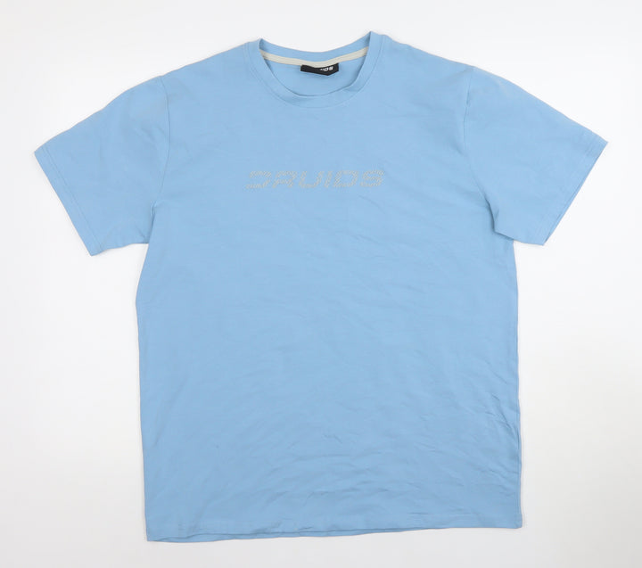 Druids Men's Blue Regular Fit Cotton Crew Neck T-Shirt Size S