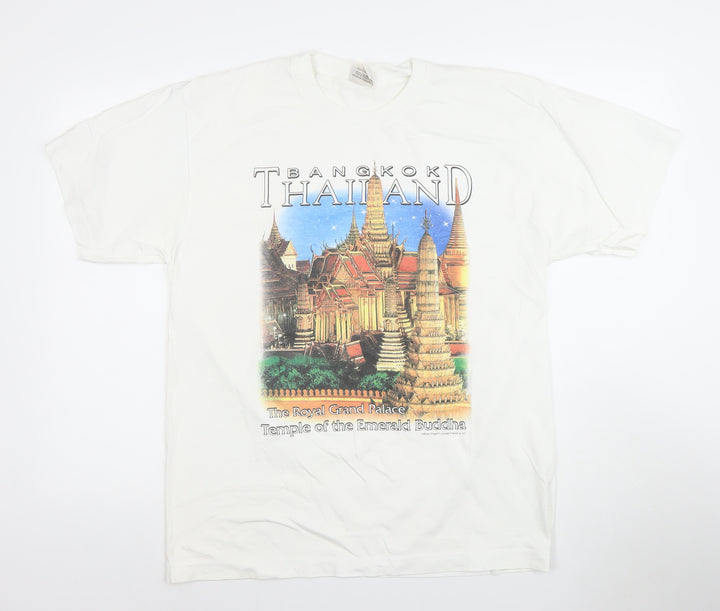 Joligolf Men's White Bangkok Thailand Graphic Cotton T-Shirt L Vintage