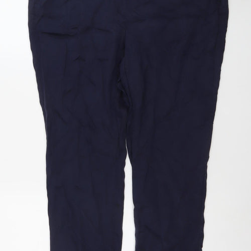 Punt Roma Women's Blue Elastic Waist Crepe Trousers Size M