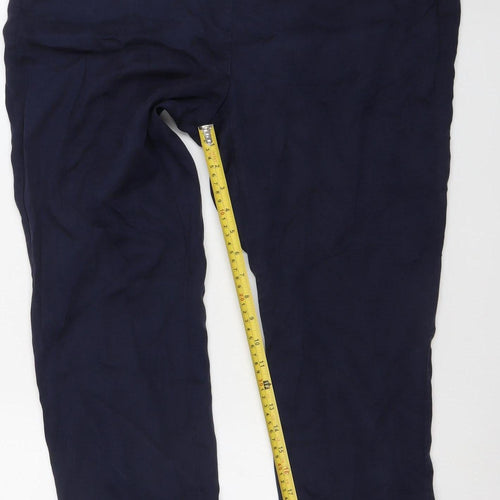 Punt Roma Women's Blue Elastic Waist Crepe Trousers Size M