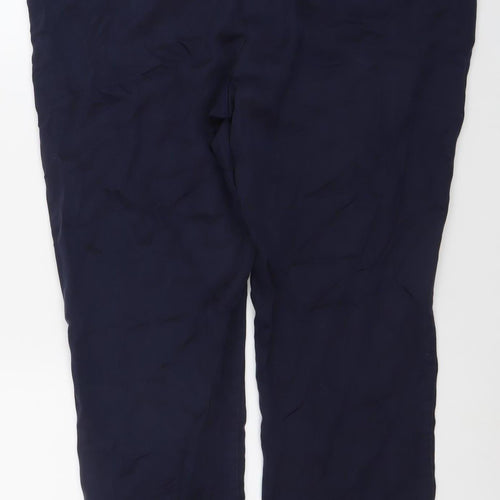 Punt Roma Women's Blue Elastic Waist Crepe Trousers Size M