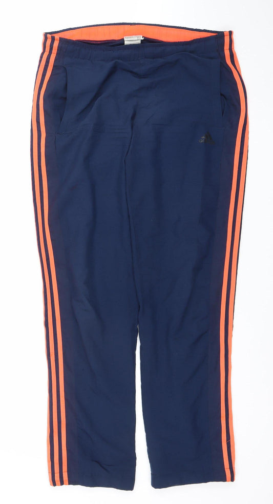 Adidas Men's Navy Blue Small Track Pants Climalite Elastic Waist
