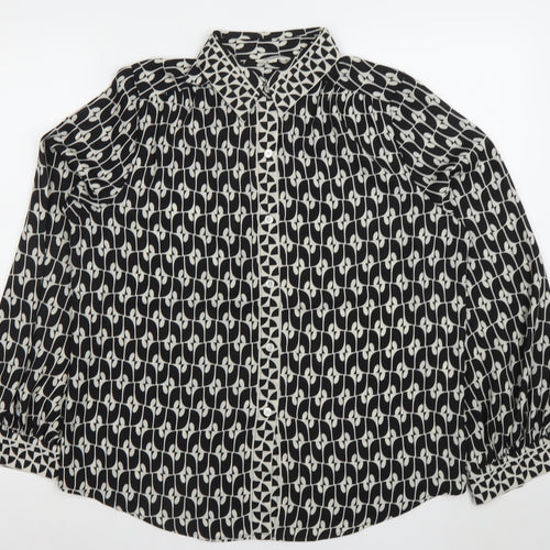 Max Studio London Womens Black Geometric Button-Up Blouse L