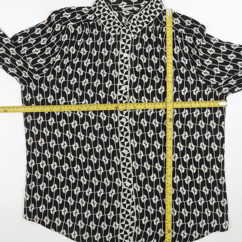 Max Studio London Womens Black Geometric Button-Up Blouse L