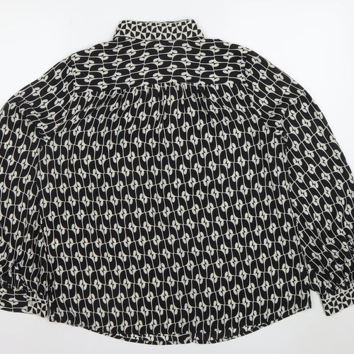 Max Studio London Womens Black Geometric Button-Up Blouse L