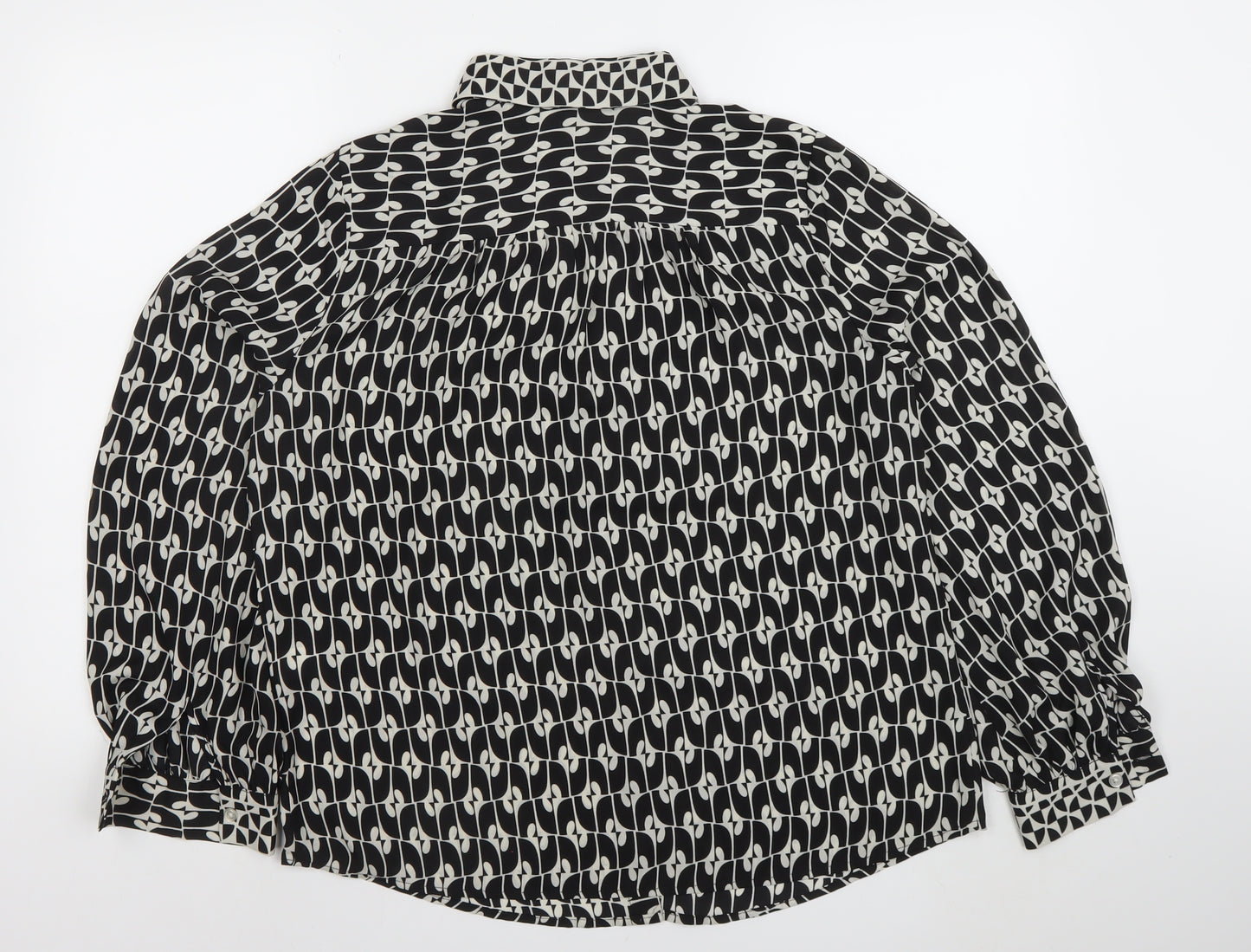 Max Studio London Womens Black Geometric Button-Up Blouse L