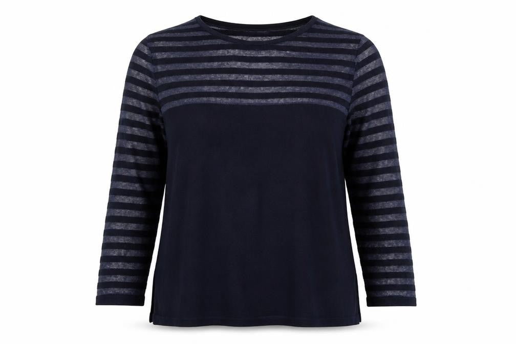Betty Barclay Women's Navy Striped Long Sleeve Jersey Top M