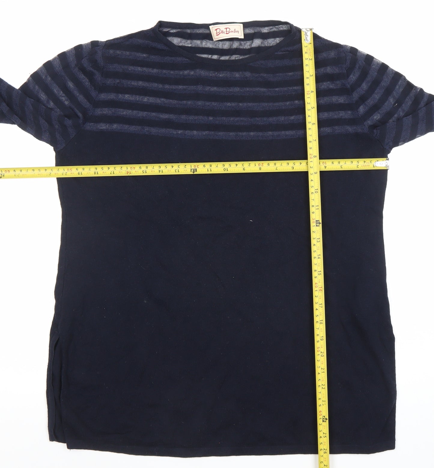 Betty Barclay Women's Navy Striped Long Sleeve Jersey Top M