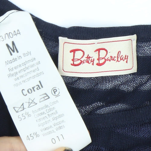 Betty Barclay Women's Navy Striped Long Sleeve Jersey Top M