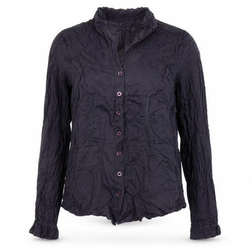 Punt Roma Women Blue Cotton Long Sleeve Button Blouse Size 14