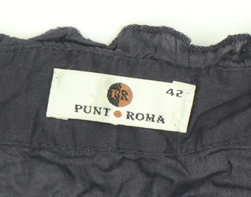 Punt Roma Women Blue Cotton Long Sleeve Button Blouse Size 14