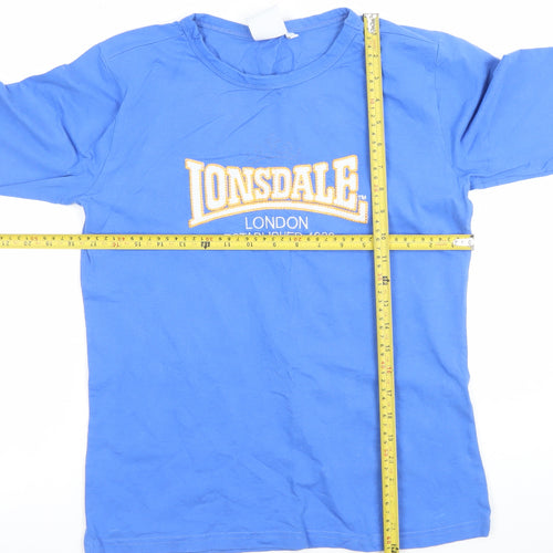 Lonsdale Women Blue 3/4 Sleeve Cotton Stretch T-Shirt Size S