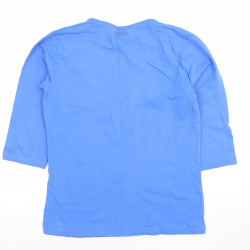 Lonsdale Women Blue 3/4 Sleeve Cotton Stretch T-Shirt Size S