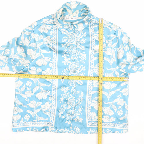 Callery Women’s Blue Floral Long Sleeve Button-Up Shirt UK 8
