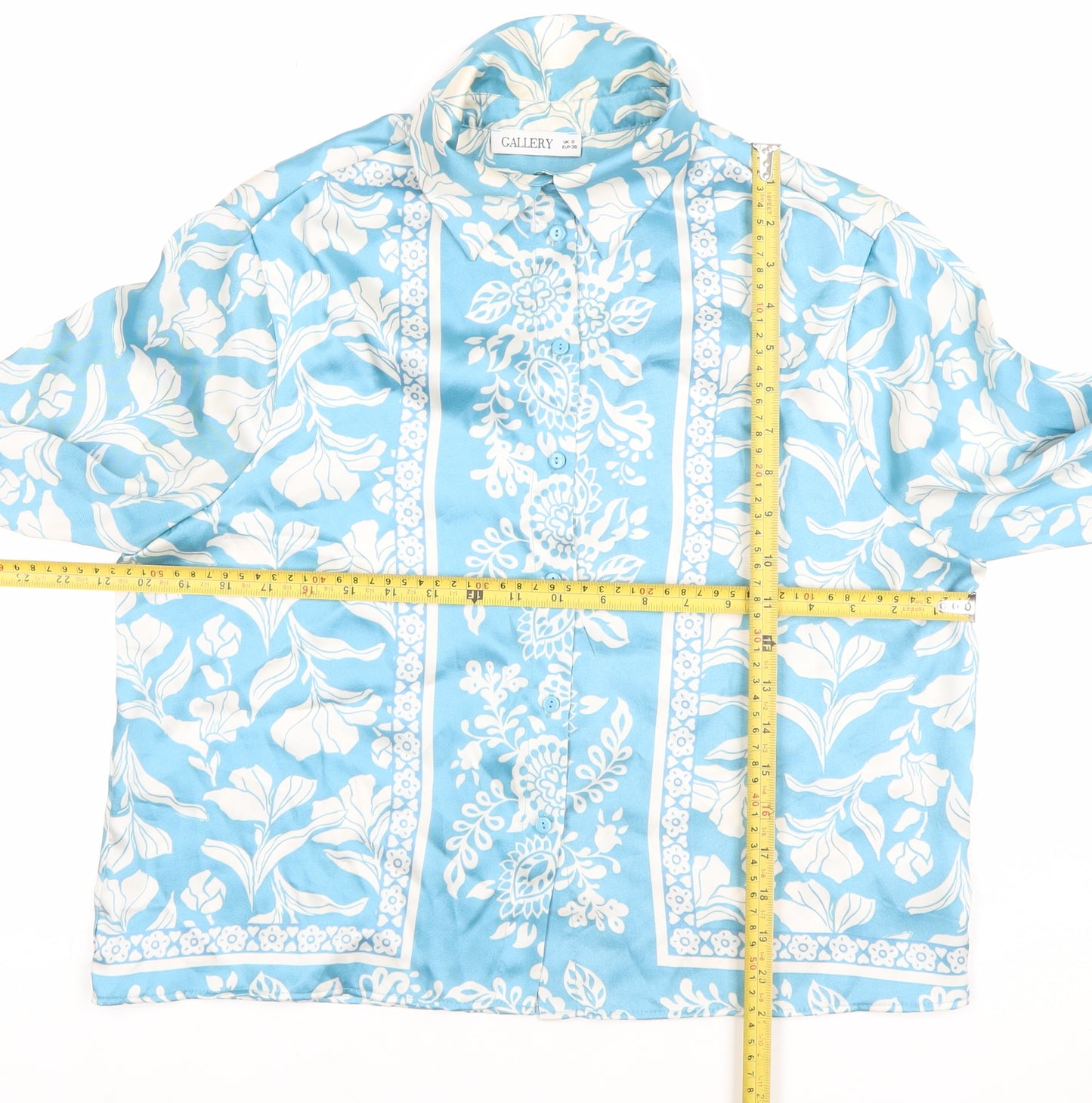Callery Women’s Blue Floral Long Sleeve Button-Up Shirt UK 8