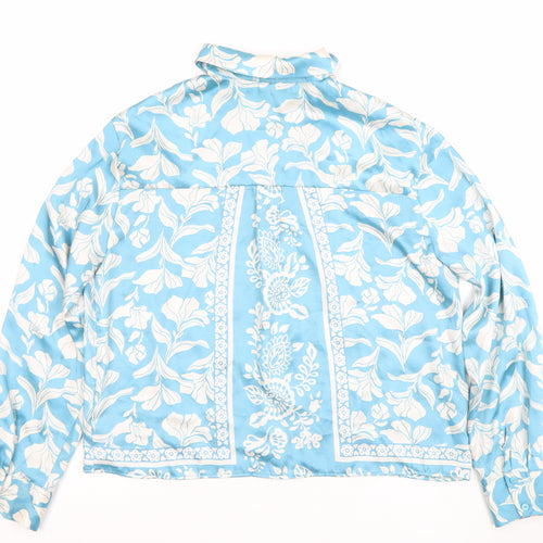 Callery Women’s Blue Floral Long Sleeve Button-Up Shirt UK 8