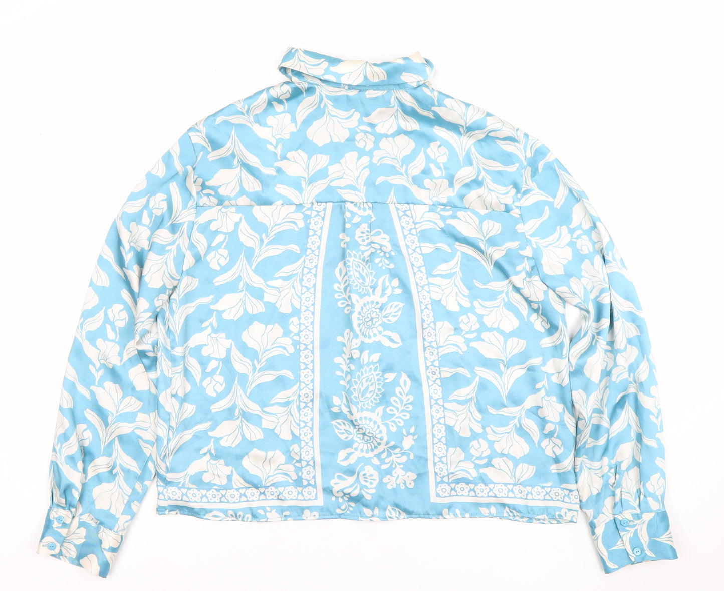 Callery Women’s Blue Floral Long Sleeve Button-Up Shirt UK 8