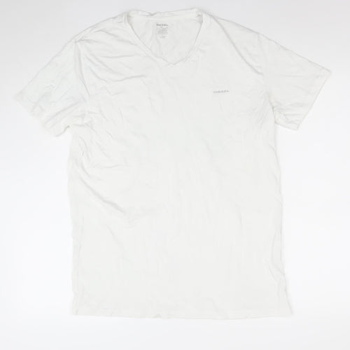 Diesel Men's White XL Cotton Crew Neck Short Sleeve T-Shirt