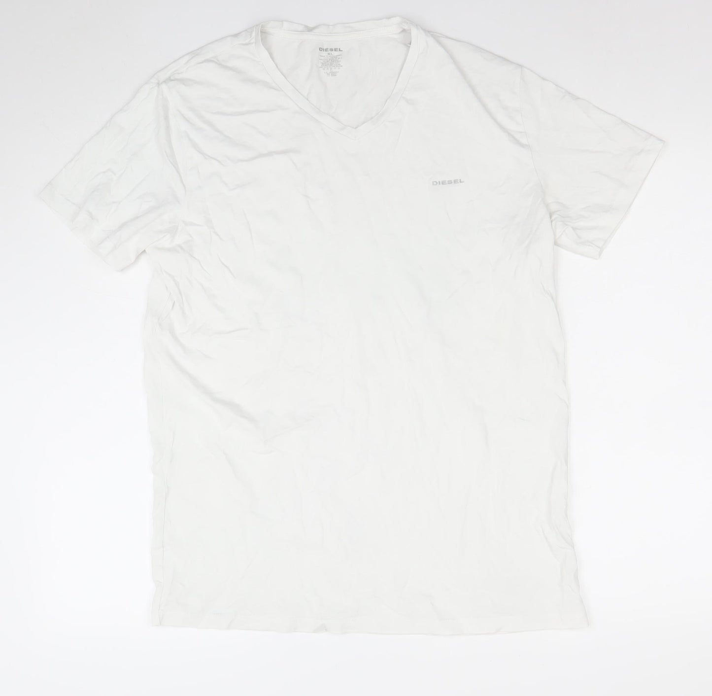 Diesel Men's White XL Cotton Crew Neck Short Sleeve T-Shirt