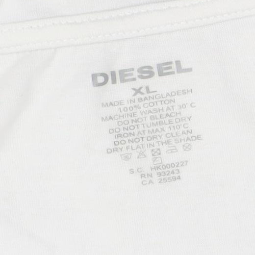 Diesel Men's White XL Cotton Crew Neck Short Sleeve T-Shirt