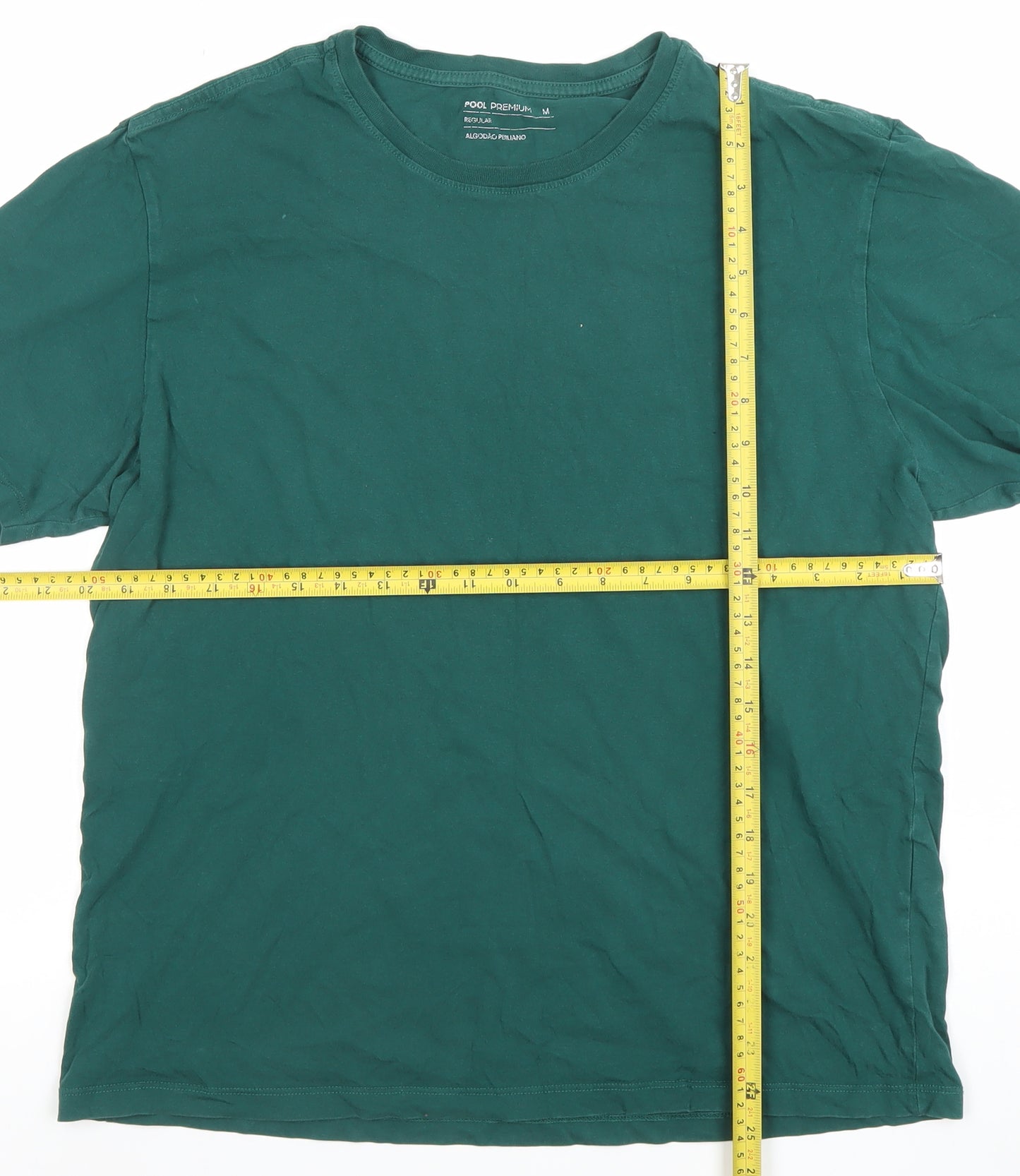 Pool Premium Men’s Green Cotton Crew Neck Regular Fit T-Shirt M