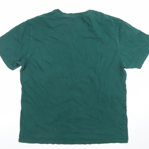 Pool Premium Men’s Green Cotton Crew Neck Regular Fit T-Shirt M