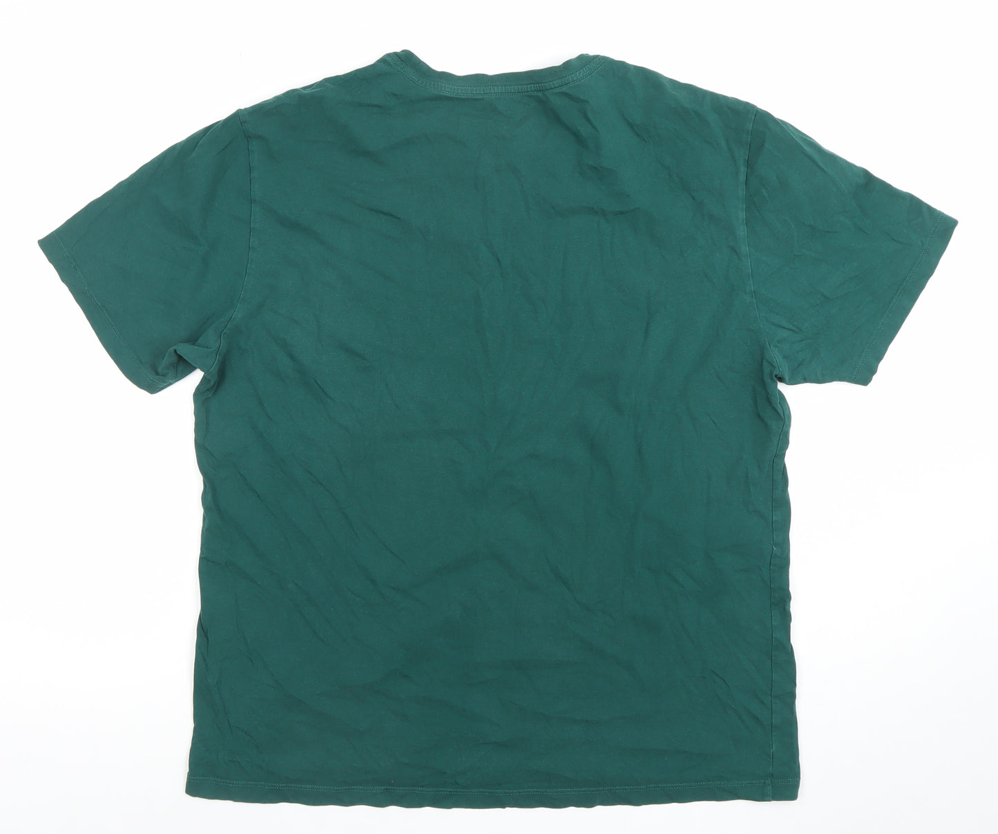 Pool Premium Men’s Green Cotton Crew Neck Regular Fit T-Shirt M