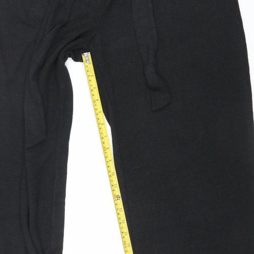 Cortefiel Womens Black Wide-Leg Cotton Linen Trousers Size 12