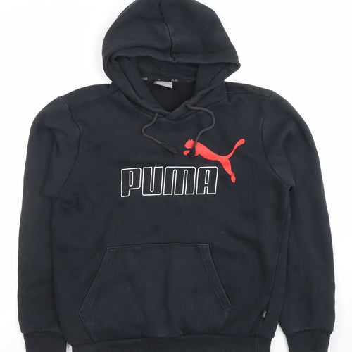 Puma Men's Black XS Pullover Hoodie with Red Logo