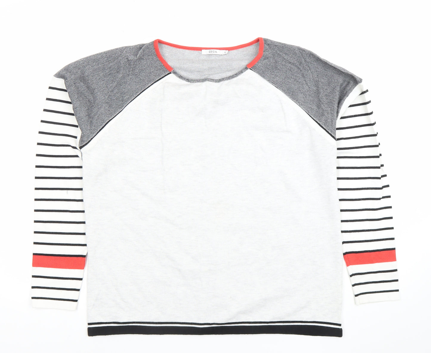 Cecil Women's Multicoloured Striped Crew Neck Long Sleeve Jumper M
