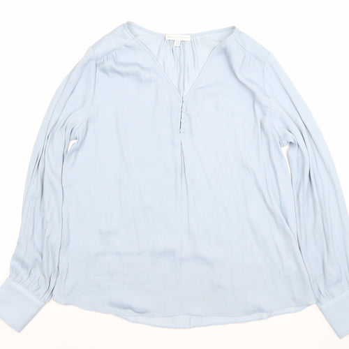 Maison d'Amélie Women’s Blue Long Sleeve V-Neck Blouse UK M